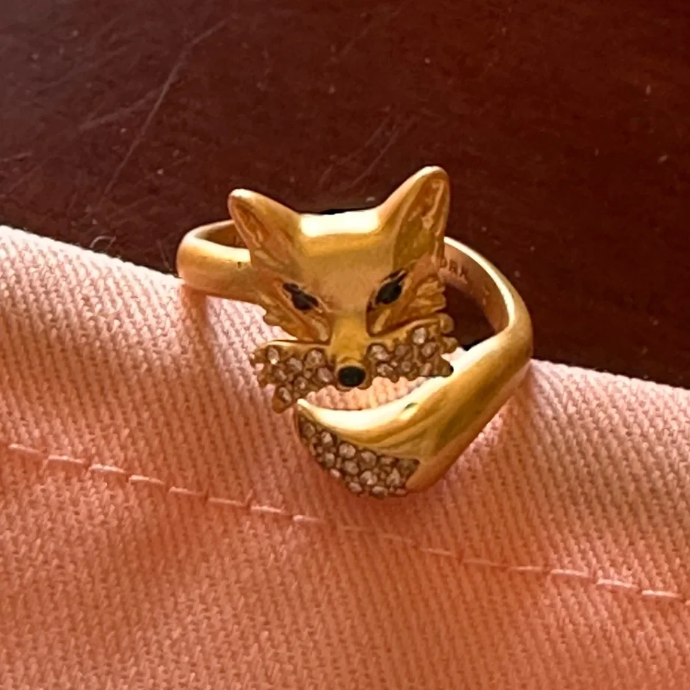 kate spade gold fox ring with crystal accents
